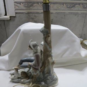 Lladro José Luis Alvarez Shepherd w/ Dog Lamp